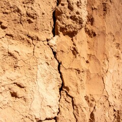 Fototapeta premium Cracked Earthy Wall with Rough Texture and Natural Brown Color