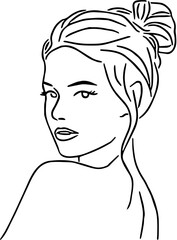 Friseur Modell Haare Logo Vektor Silhouette,portrait of a young woman,vektor line sketch of girl face, good for design element,