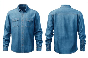 Front and back view of a denim shirt