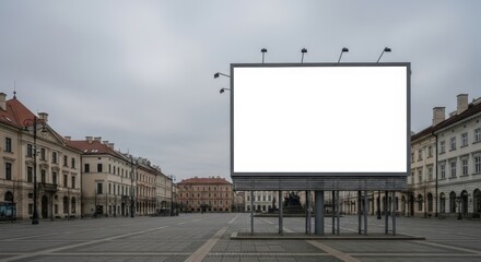 Obraz premium Blank Billboard in Quiet City Square: Awaiting New Messages