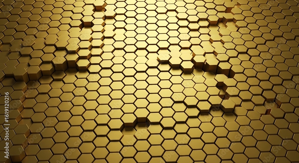 Poster golden hexagon pattern background abstract geometric design