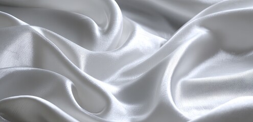 Fototapeta premium Close-up of a smooth, flowing white fabric with elegant folds and drapes