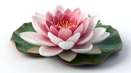 Delicate pink lotus flower on leaf