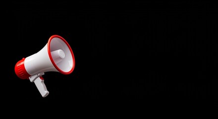 A white megaphone with red accents proclaims the savings.