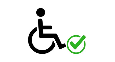 Accessibility Approved Wheelchair Access Symbol with Check Mark Icon