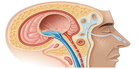 Tear gland and drainage system — lacrimal gland secreting fluid, canaliculi directing flow toward the nasal cavity