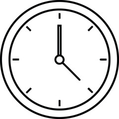 clock icon outline vector illustration on transparent background