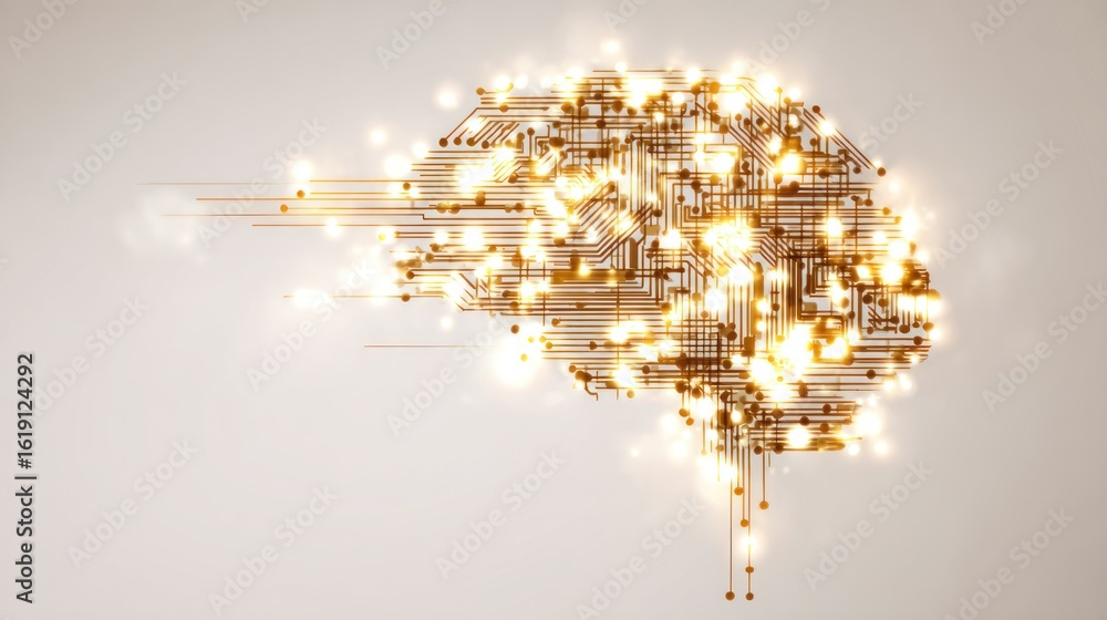 Poster abstract brain with circuit design
