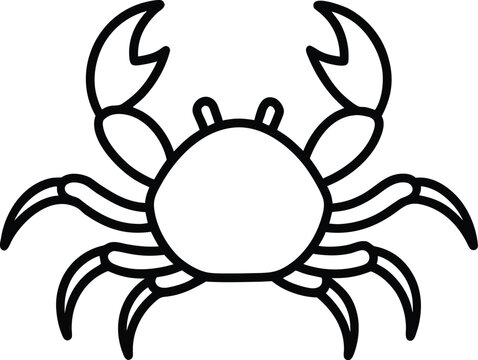 crab icon outline vector illustration on transparent background