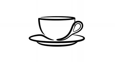 Obraz premium Stylized Coffee Cup Icon Simple Line Art Drawing