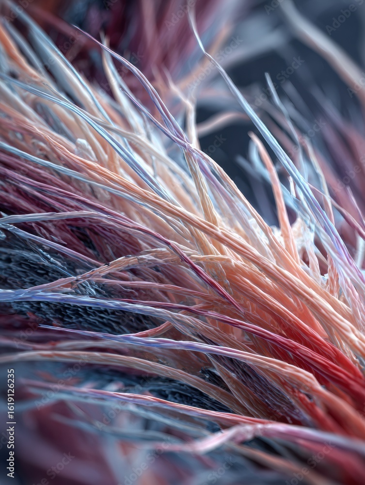 Aufkleber abstract close-up rendering of hair strands and follicles displaying intricate details in a dynamic 