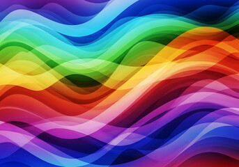 Obraz premium Abstract rainbow wavy lines create a vibrant, colorful background design.