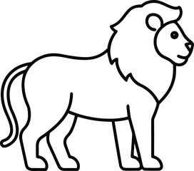 lion icon outline vector illustration on transparent background