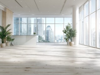 Fototapeta premium Modern office interior with city view (2)