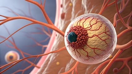 Foveal vision in extreme 3D — cone cells packed in the central retina, sharp color detection surrounded by blurred peripheral rods