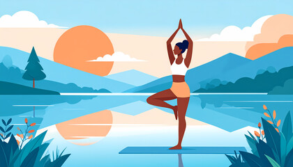 Fototapeta premium Peaceful Yoga Pose in Serene Nature