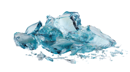 Shattered Blue Ice Crystal Fragments Abstract Art,