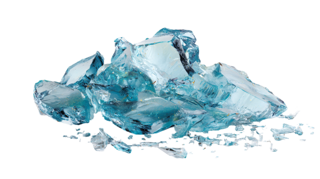Shattered Blue Ice Crystal Fragments Abstract Art,