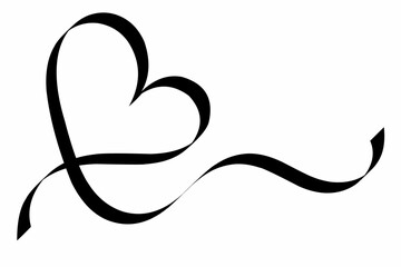 calligraphy heart isolated on white background. heart line doodle. heart line ornament. heart calligraphy illustration