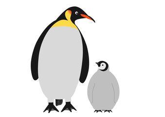 寄り添うコウテイペンギンの親子のイラスト_2匹
