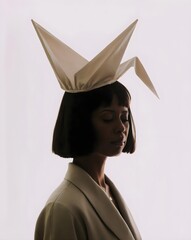 Woman with Conceptual Crane Hat