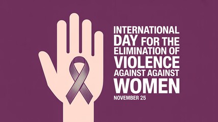Fototapeta premium International day for the elimination of violence against women with purple ribbon on hand