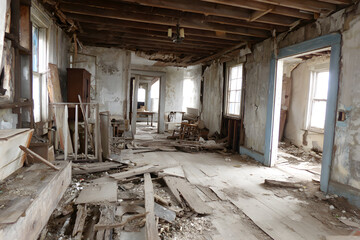 Naklejka premium Abandoned house interior
