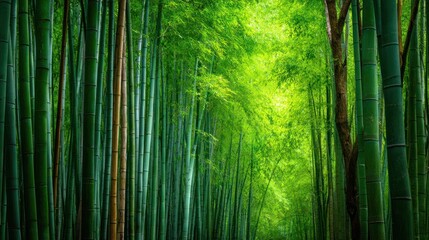 Lush bamboo grove, vibrant green