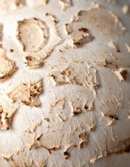 Detailed Macro Shot of Shaggy Mane Mushroom Cap Texture in Natural Light