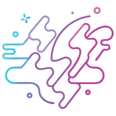 Abstract gradient line art design with curves and geometric shapes