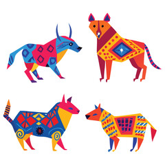 Colorful AlebrijeStyle Cartoon Animals, an Interesting and Unique Illustration