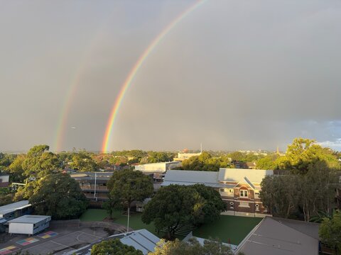 rainbow over the city
