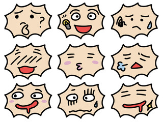 手描き風吹き出しポップイラストセット　ギザギザ型その１（Affinity Designer版）