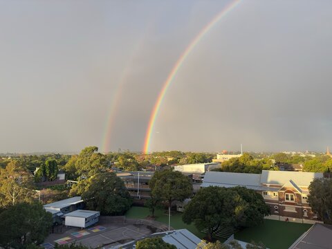 rainbow over the city