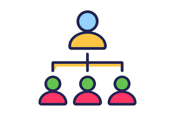 Organizational chart illustration with hierarchical structure design reporting structure icons
