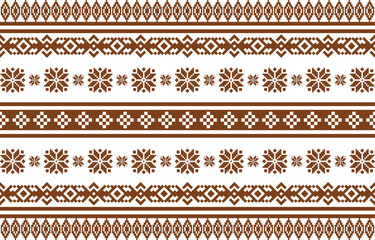 Christmas and New Year green and white seamless pattern, fairytale pixel pattern in white and green with Nordic snowflakes for winter hats, ugly sweaters, jumpers. wallpaper, paper or other design