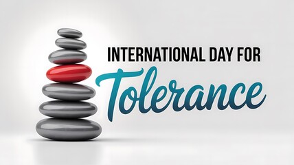 International day for tolerance balanced stones with red stone symbolizing diversity and acceptance