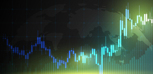 Trading forex background. Market up trend and chart blue background. Vector illustration
