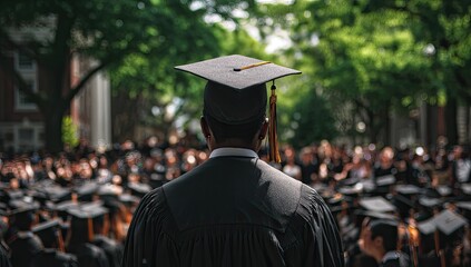 Graduating student at commencement ceremony