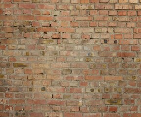 Fototapeta premium Texture of old red brick wall as background, closeup