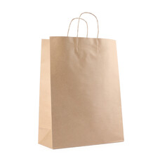 One kraft paper bag isolated on white
