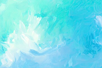 Fototapeta premium Abstract painting with light teal and white brushstrokes