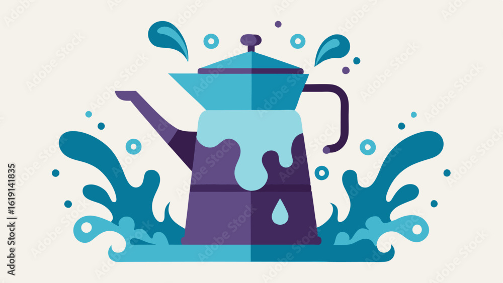 Poster endless flow this design showcases a large coffee pot with intricate details and a spout that stream