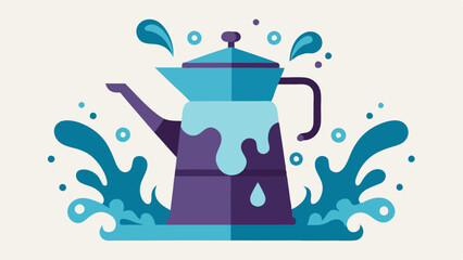Endless Flow This design showcases a large coffee pot with intricate details and a spout that streams coffee in a flowing motion. The coffee creates a waterfall effect with