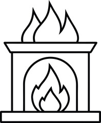 fireplace icon on transparent background