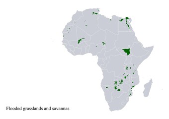  Flooded grasslands and savannas biome map of Africa