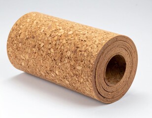 Detailed Cork Material Roll for Insulation on White Background Texture and Natural Brown Pattern