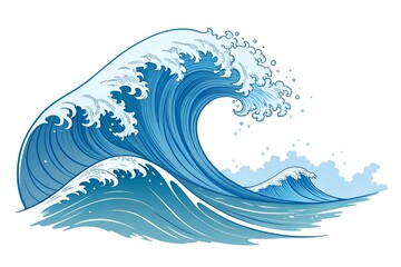 Great wave illustration isolated on white background, vector art