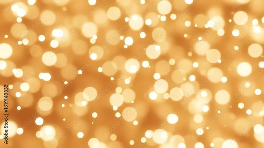 Poster floating sparkling golden bokeh lights abstract background