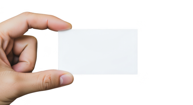 Hand holding a blank business card